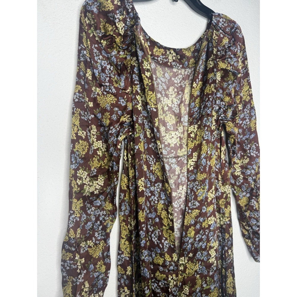 $695 Rentrayage Women's Brown Floral Ruched Baby Cleo Dress Size 6 - Picture 8 of 15